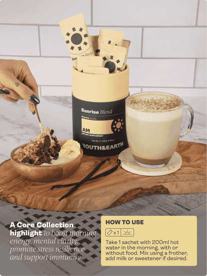 AM: Sunrise Blend, Vanilla Matcha - Youth & Earth EU Store