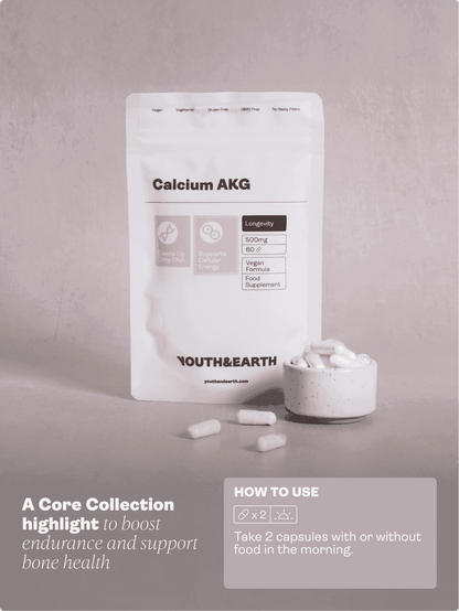 Calcium Alpha Keto-Glutarate (AKG) 500mg x 60 Capsules - Youth & Earth EU Store