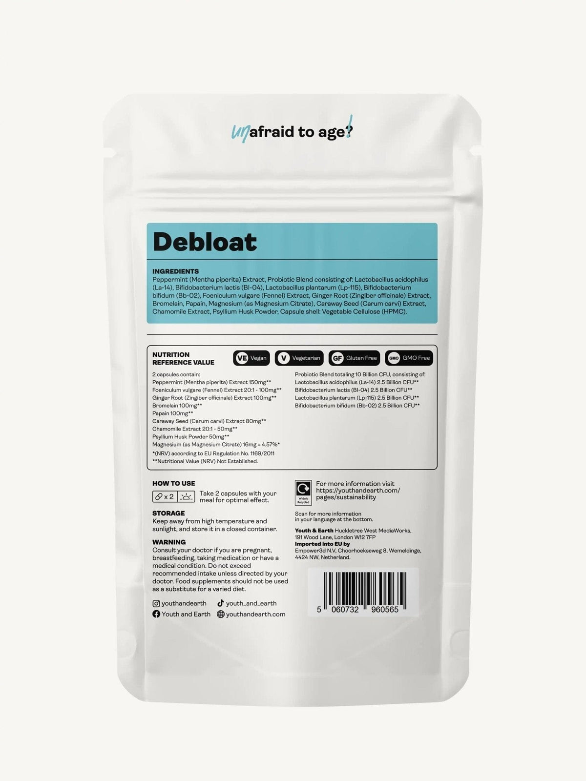 Debloat 60 Capsules - Youth &amp; Earth EU Store