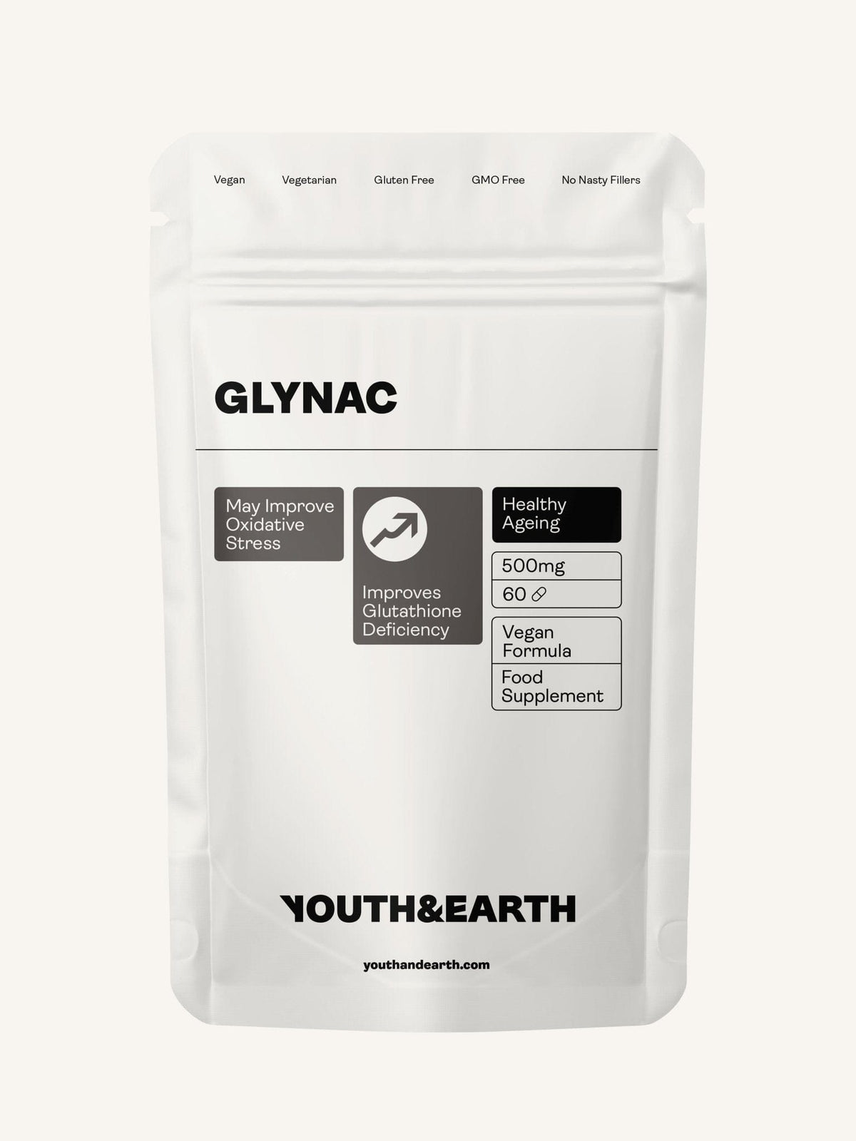 GLYNAC – 500mg x 60 Capsules NAC &amp; Glycine Youth &amp; Earth EU Store 