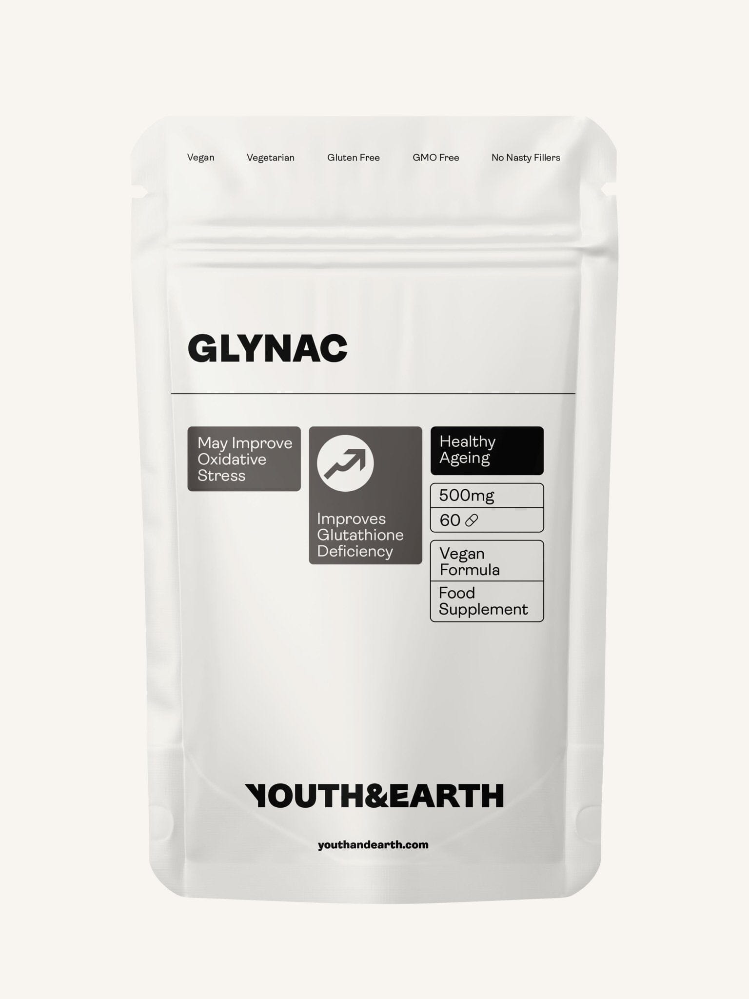 GLYNAC – 500mg x 60 Capsules NAC & Glycine Youth & Earth EU Store 