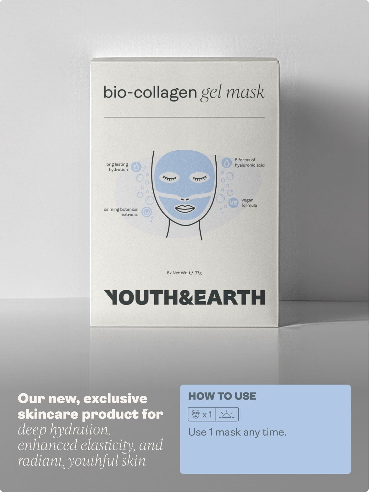 Ácido hialurónico - Máscara facial em gel - Youth & Earth EU Store