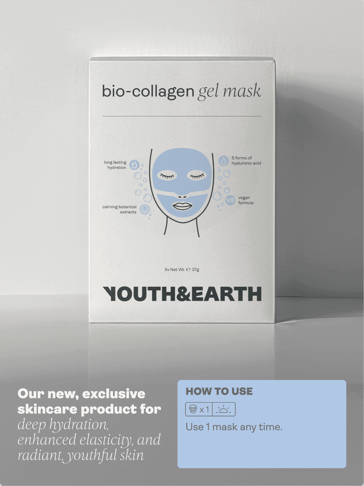 Ácido hialurónico - Máscara facial em gel - Youth & Earth EU Store