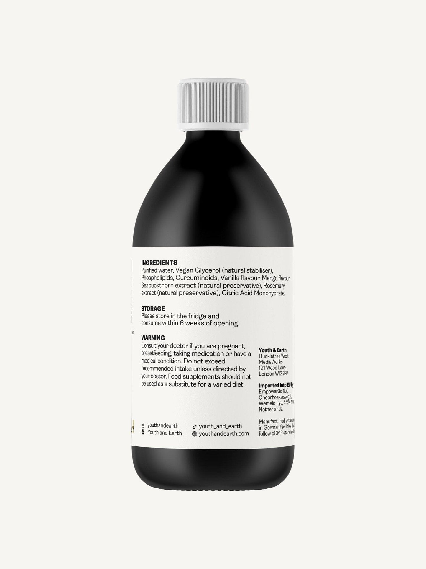 Liposomal Curcumin 200mg - Sabor a Baunilha e Manga, 250ml - Youth & Earth EU Store