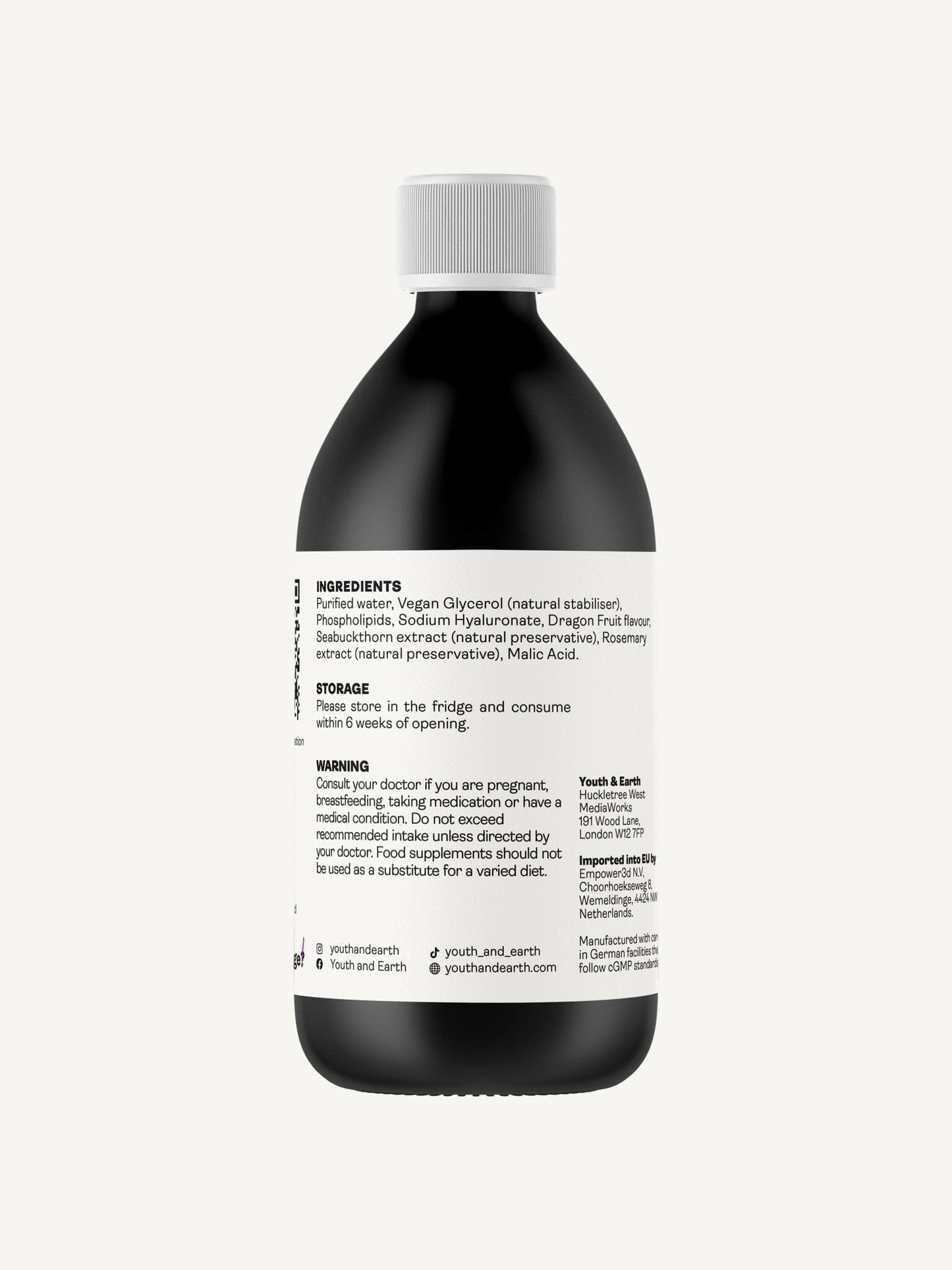 Ácido Hialurónico Lipossomal 100mg - Sabor a frutos do dragão, 250ml - Youth & Earth EU Store