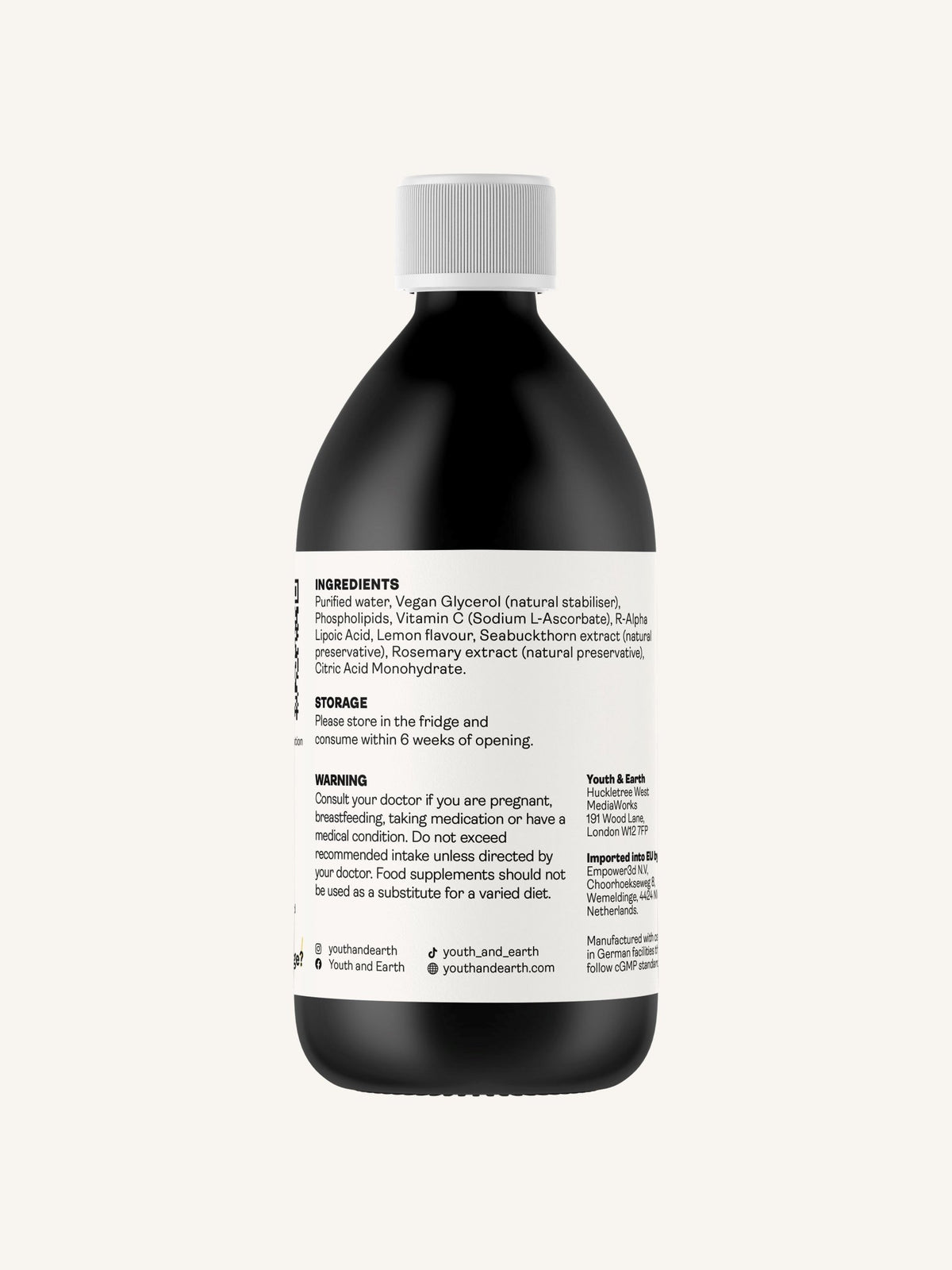 Liposomal R-Alpha Lipoic Acid 150mg &amp; Vitamin C 650mg – Lemon flavour 250ml - Youth &amp; Earth EU Store
