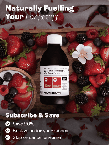 Liposomal Resveratrol 200mg (Wild Berry Flavour, 250ml) - Youth & Earth EU Store
