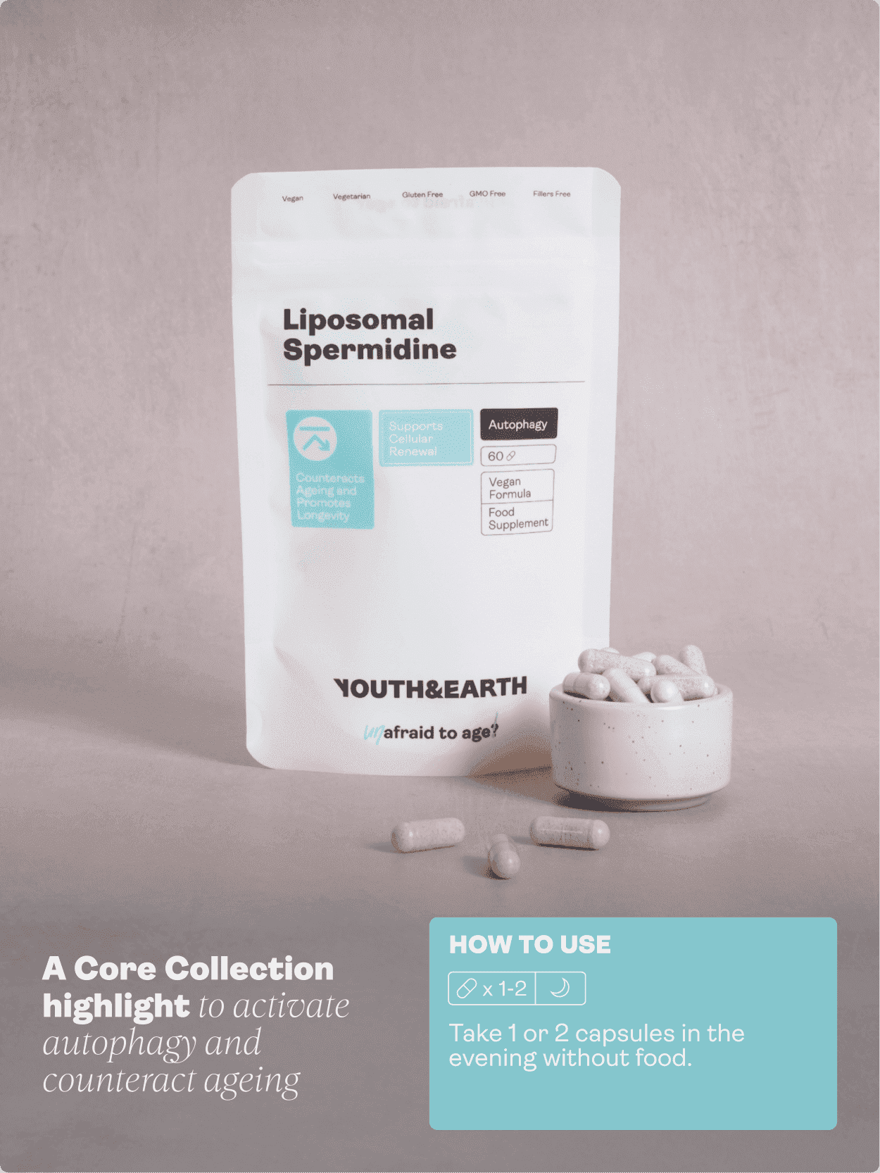 Liposomal Spermidine 5.49mg x 60 Capsules - Youth & Earth EU Store