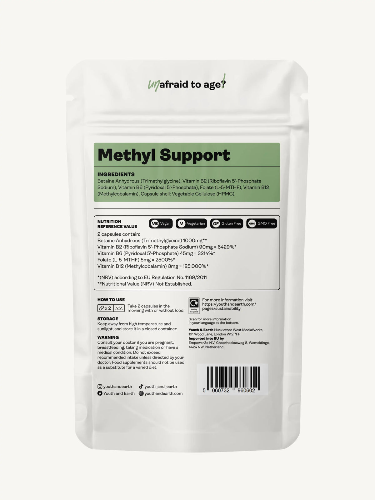 Methyl Support 60 Capsules - Youth &amp; Earth EU Store