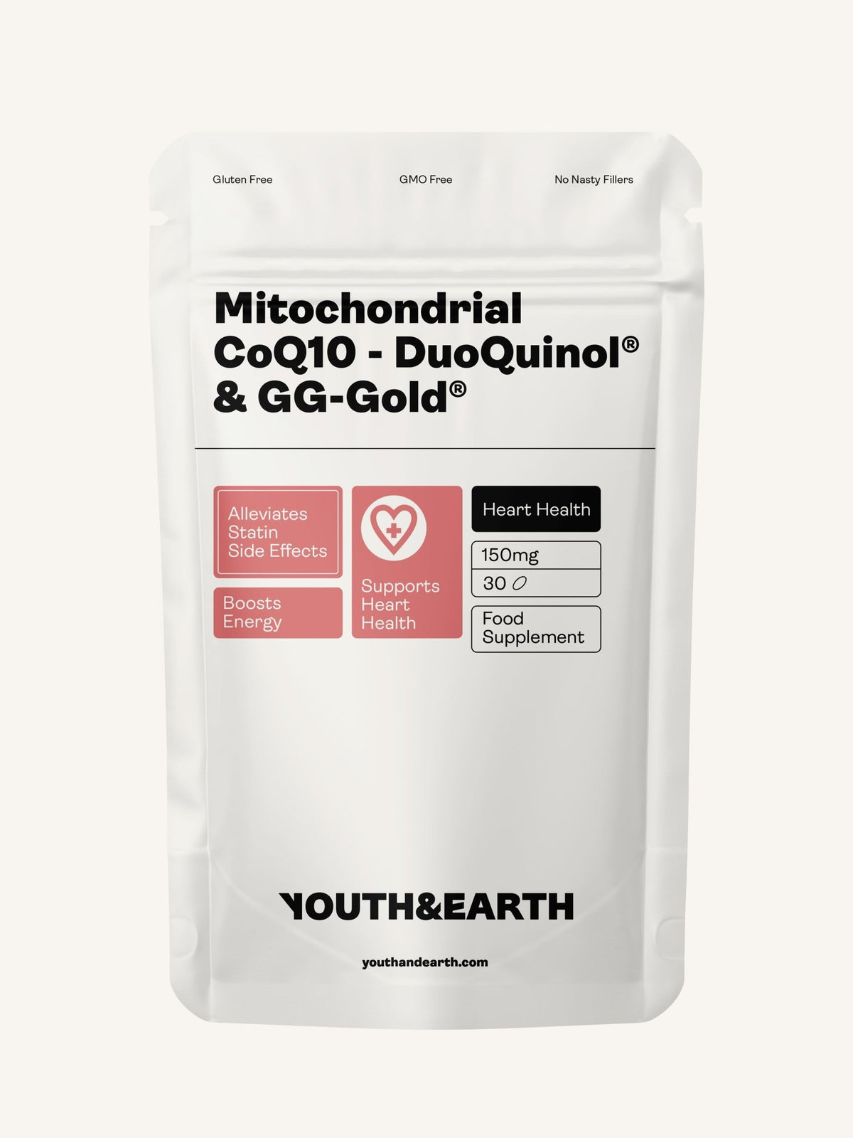 Mitochondrial CoQ10 - DuoQuinol® &amp; GG-Gold® – 150mg x 30 Softgels - Youth &amp; Earth EU Store