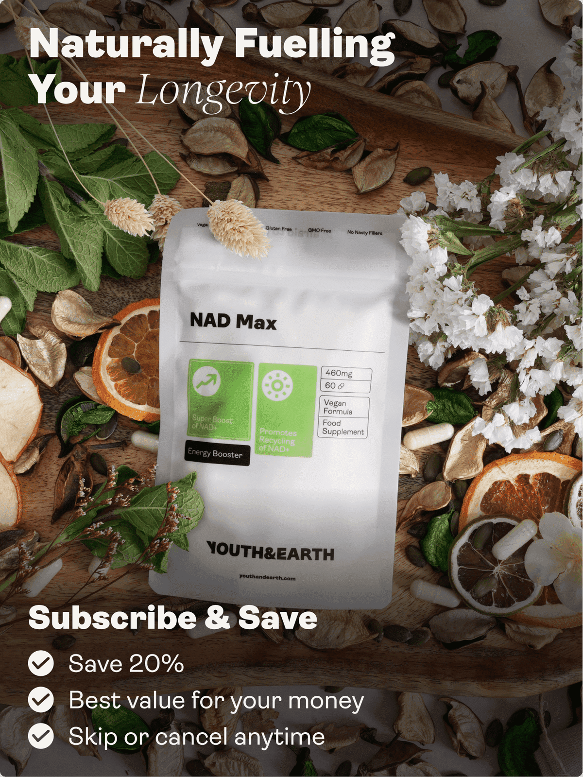 NAD Max 460mg x 60 Capsules - Youth &amp; Earth EU Store