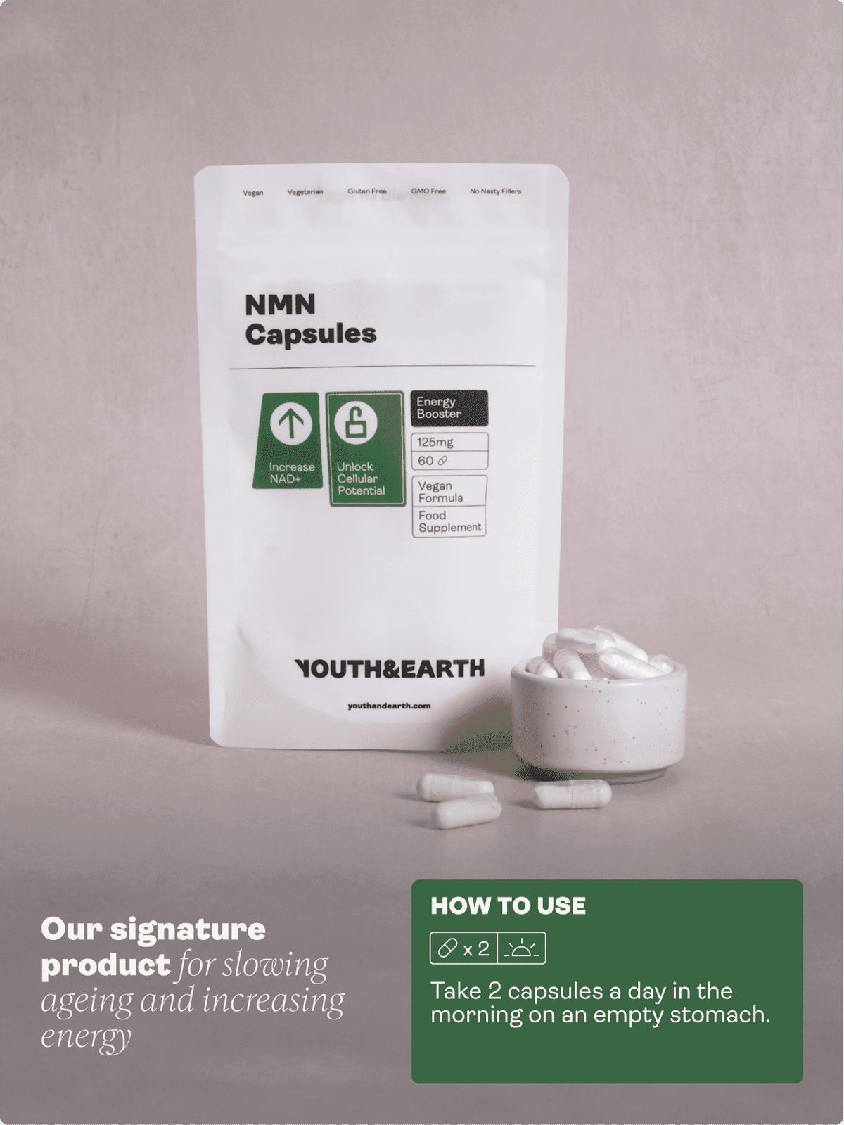 NMN - 60 Capsules - Youth &amp; Earth EU Store