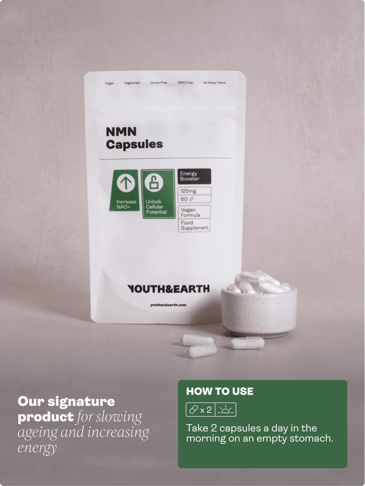 NMN - 60 Capsules - Youth &amp; Earth EU Store