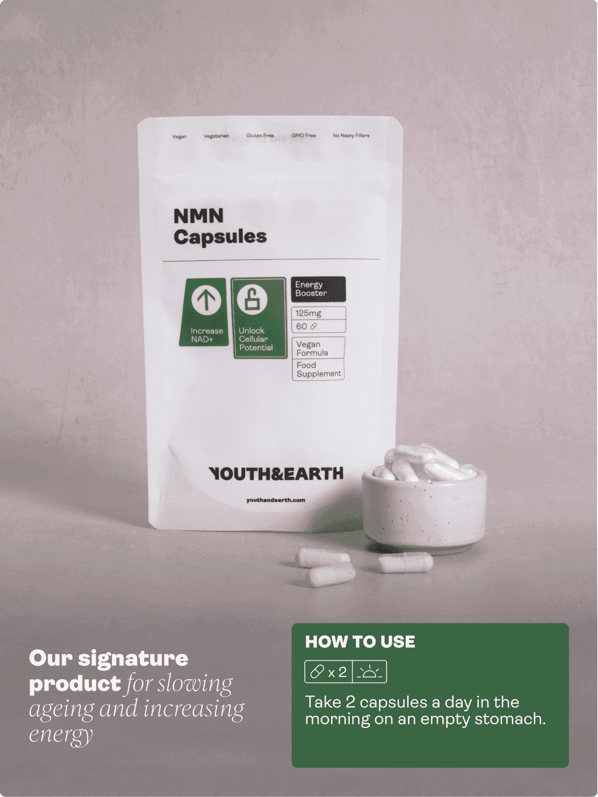 NMN - 60 Capsules - Youth &amp; Earth EU Store