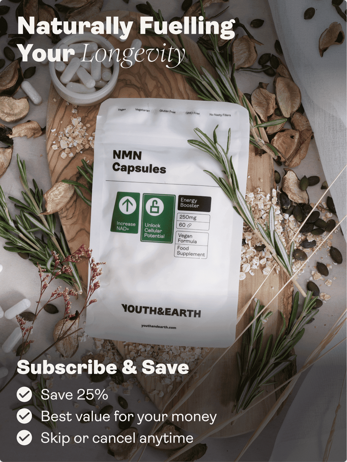 NMN - 60 Capsules - Youth &amp; Earth EU Store