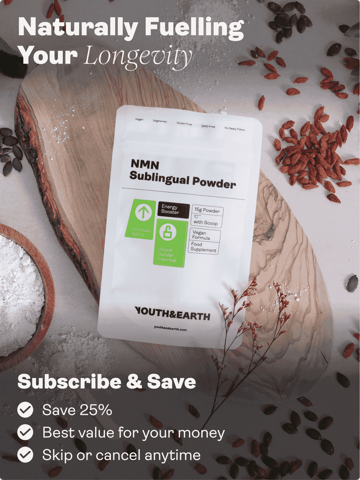 NMN Sublingual Powder - Youth &amp; Earth EU Store