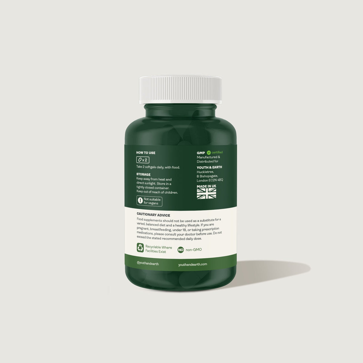 Omega-3-Krillöl – 500 mg, 60 Weichkapseln – Youth & Earth EU-Shop