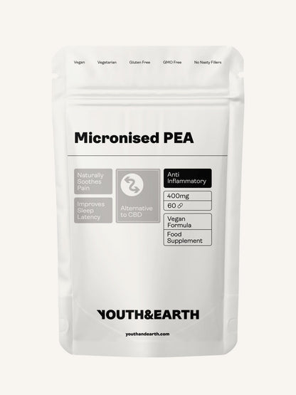 PEA (Palmitoiletanolamida) Micronizada - 400mg, 60 Cápsulas - Youth & Earth EU Store