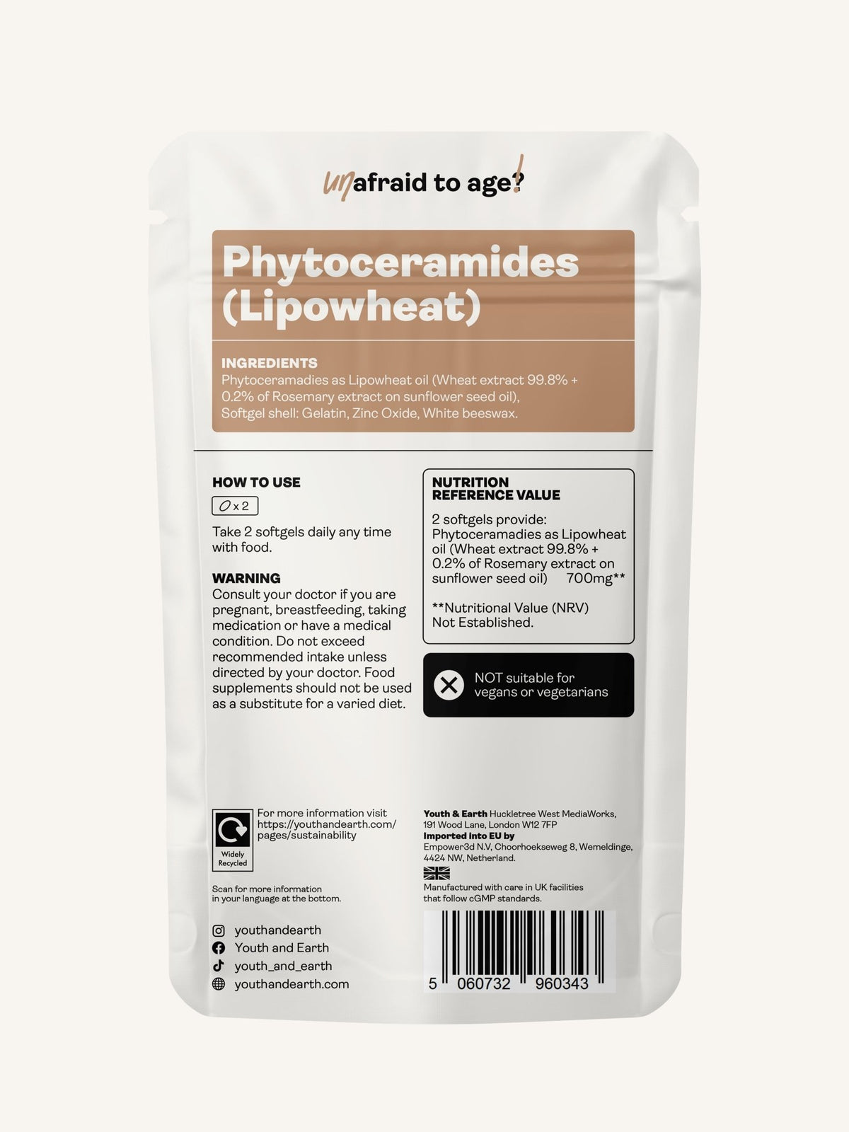 Phytoceramides (Lipowheat) – 350mg x 60 Capsules - Youth &amp; Earth EU Store
