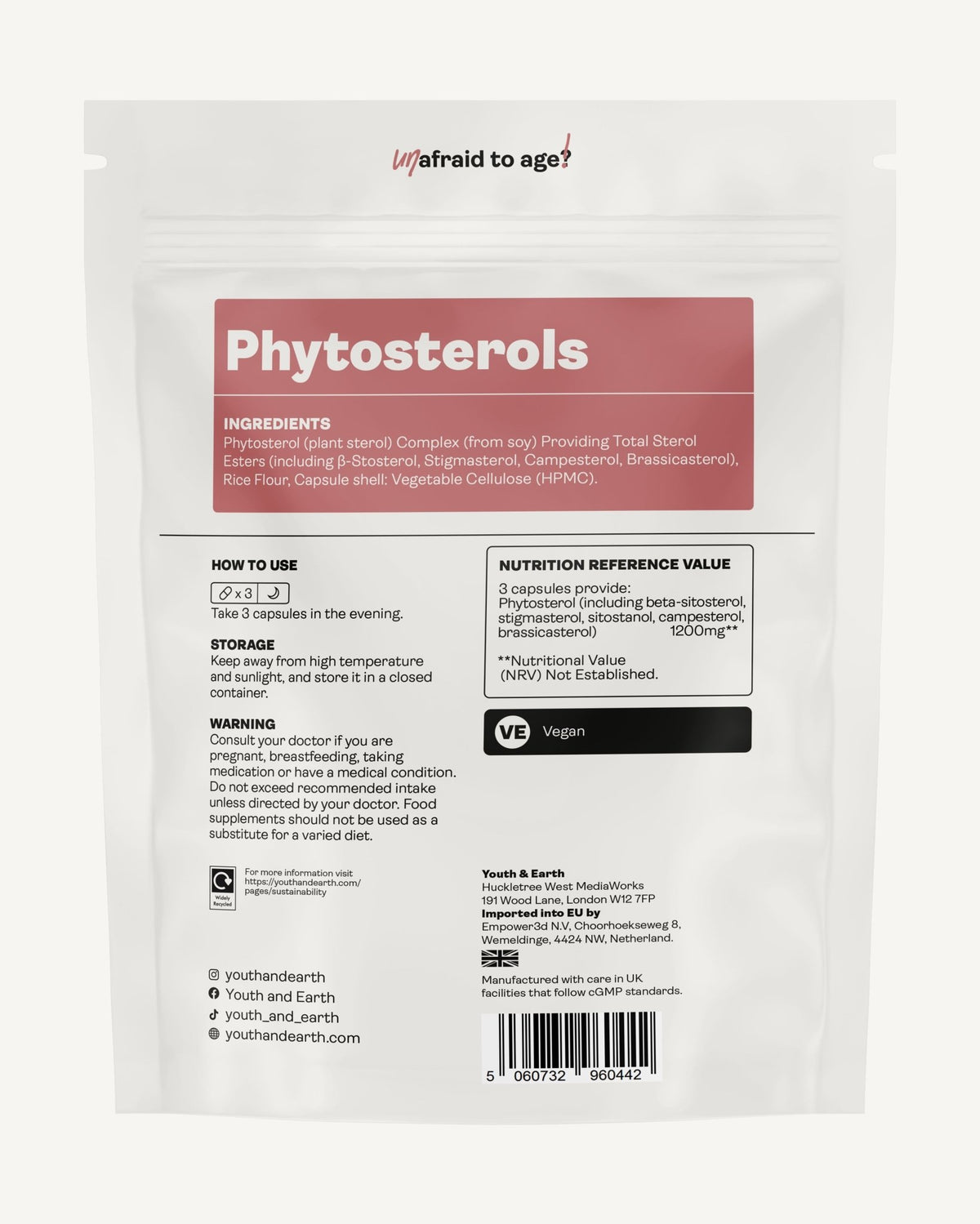 Phytosterols 90 Capsules - Youth &amp; Earth EU Store