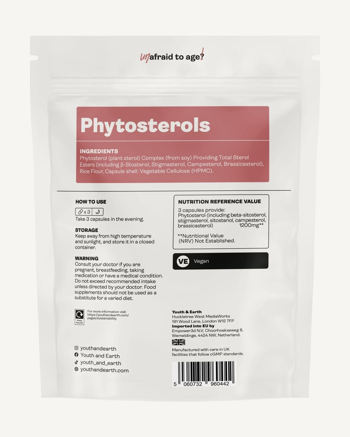 Phytosterols 90 Capsules Youth &amp; Earth EU Store 