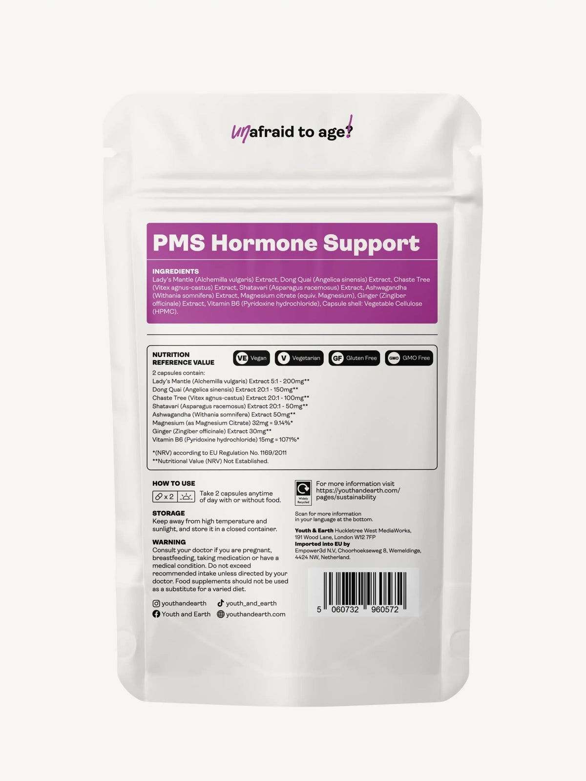 PMS Hormone Support 60 Capsules - Youth &amp; Earth EU Store