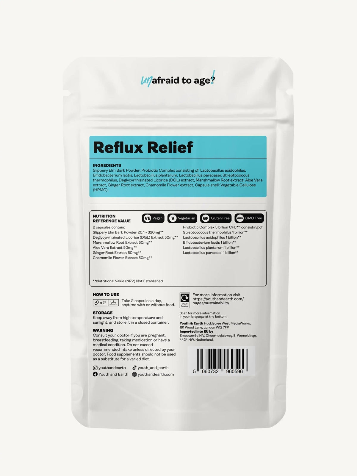 Reflux Relief 60 Capsules Youth &amp; Earth EU Store 