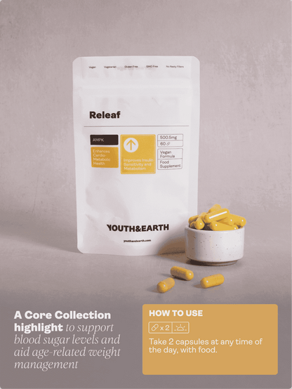 Releaf (Berberine, Silymarin, Chromium Picolinate) 500.5mg, 60 Capsules - Youth & Earth EU Store