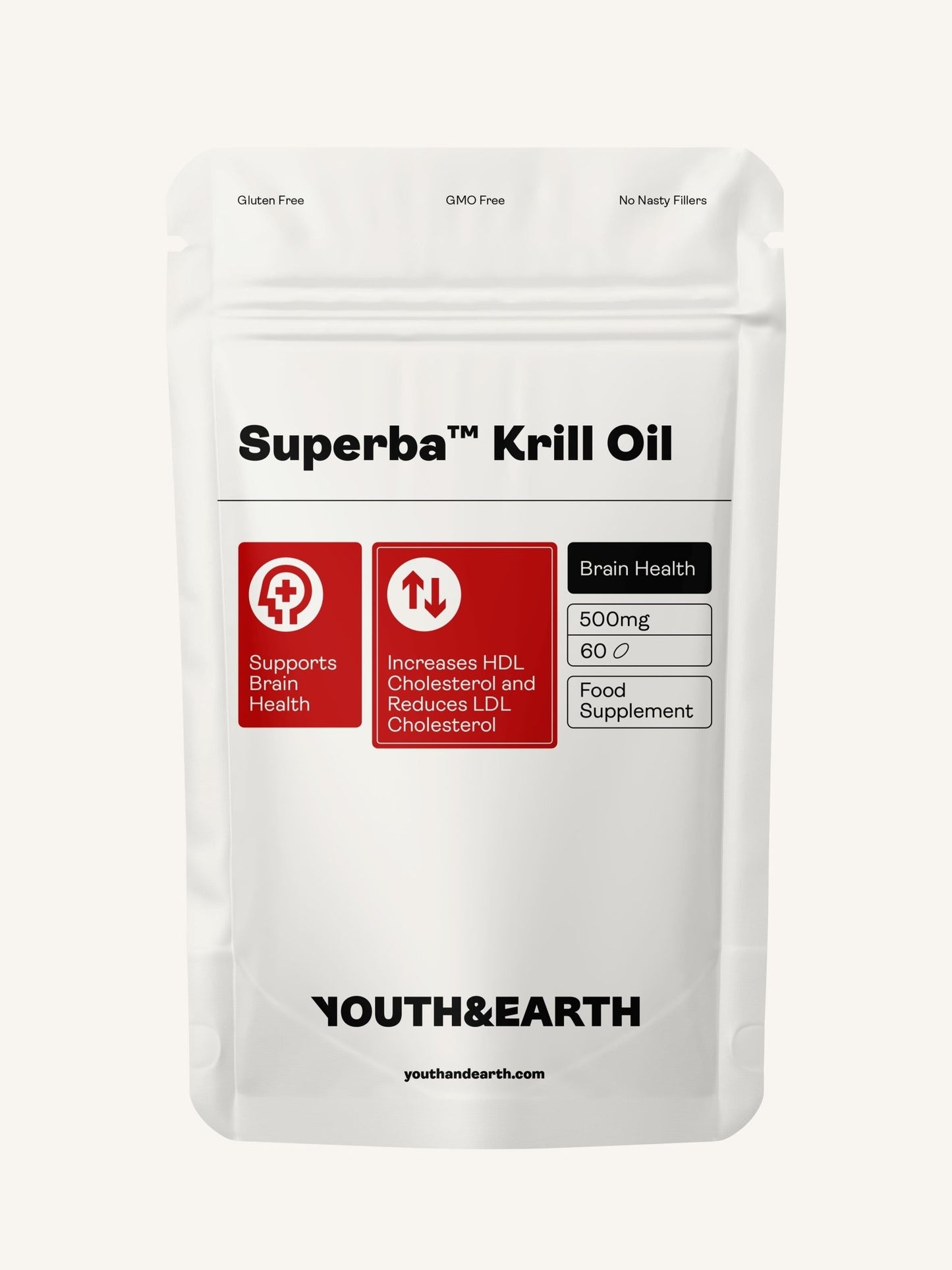 Óleo de krill Superba ™ - 500mg, 60 cápsulas moles - Loja Youth & Earth da UE