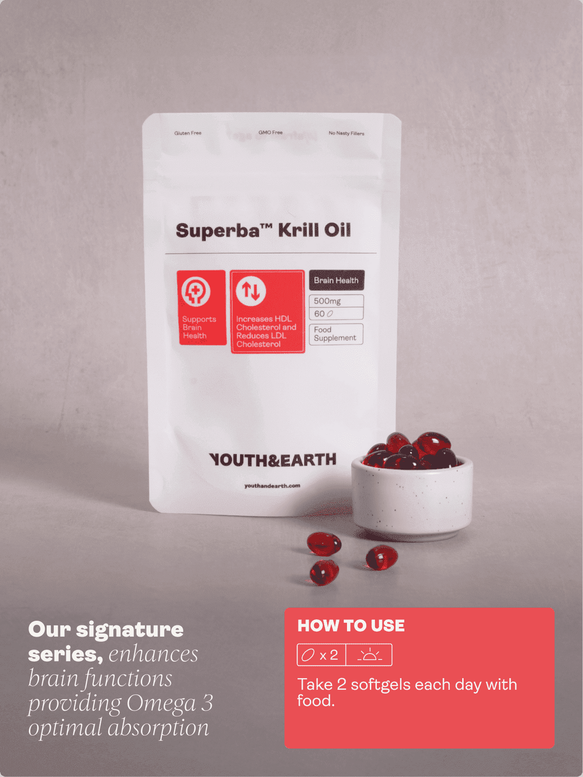 Superba ™ Krill Oil – 500mg x 60 Softgels Brain Health Youth &amp; Earth EU Store 