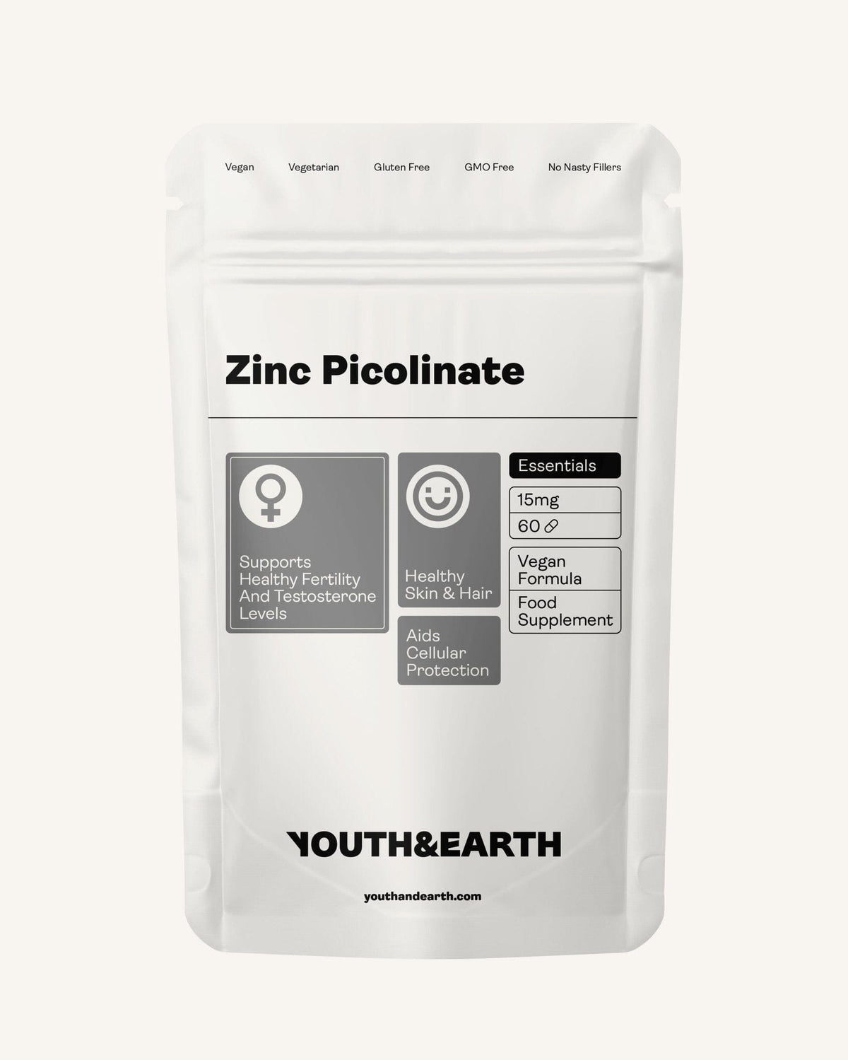 Zinc Picolinate 15mg x 60 Capsules - Youth &amp; Earth EU Store