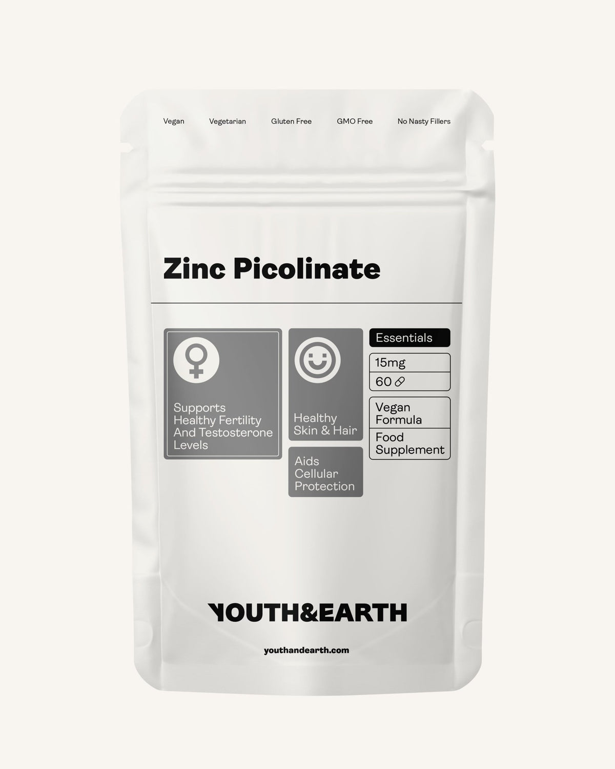 Zinc Picolinate 15mg x 60 Capsules - Youth &amp; Earth EU Store
