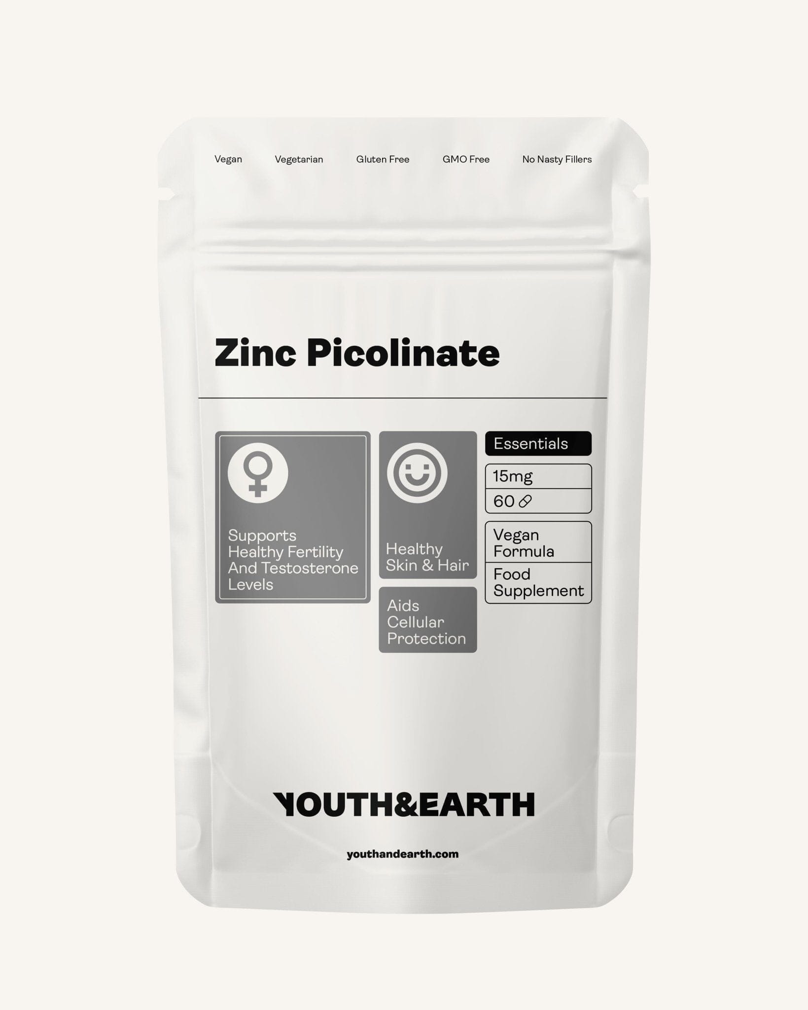 Zinc Picolinate 15mg x 60 Capsules Youth & Earth EU Store 