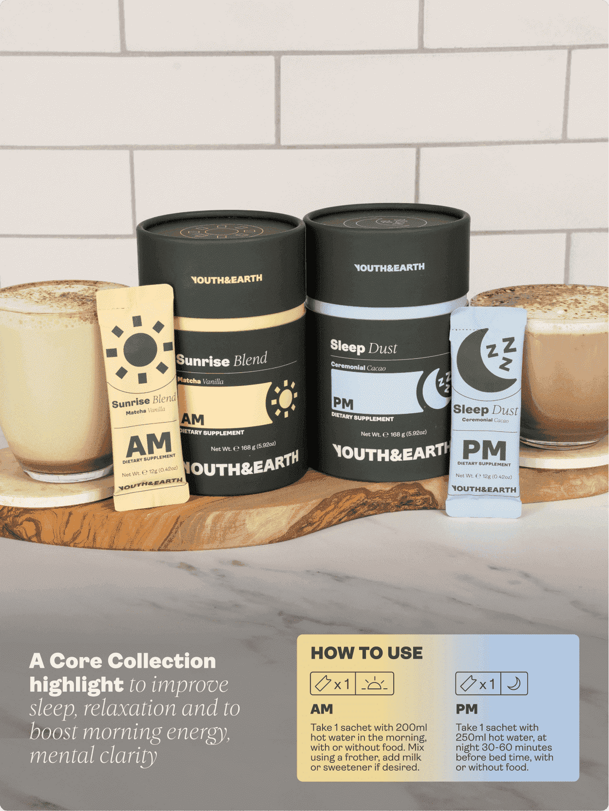 AM: Sunrise Blend & PM: Spánkový prach - Balíček - Youth & Earth EU Store