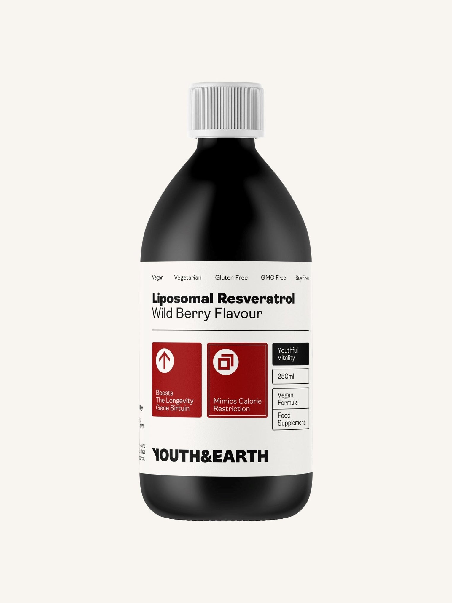 Liposomální resveratrol 200 mg (příchuť lesních plodů, 250 ml) - Youth & Earth EU Store