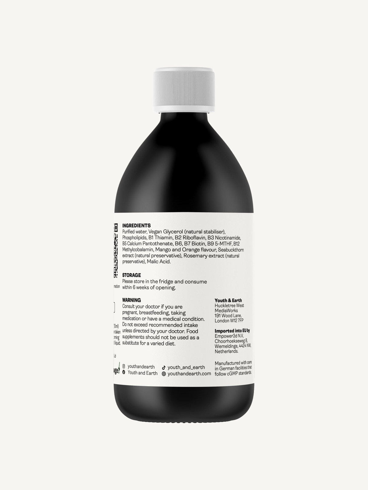 Liposomální vitamin B komplex s 5-MTHF folátem (příchuť mango a pomeranč, 250 ml) - Youth & Earth EU Store