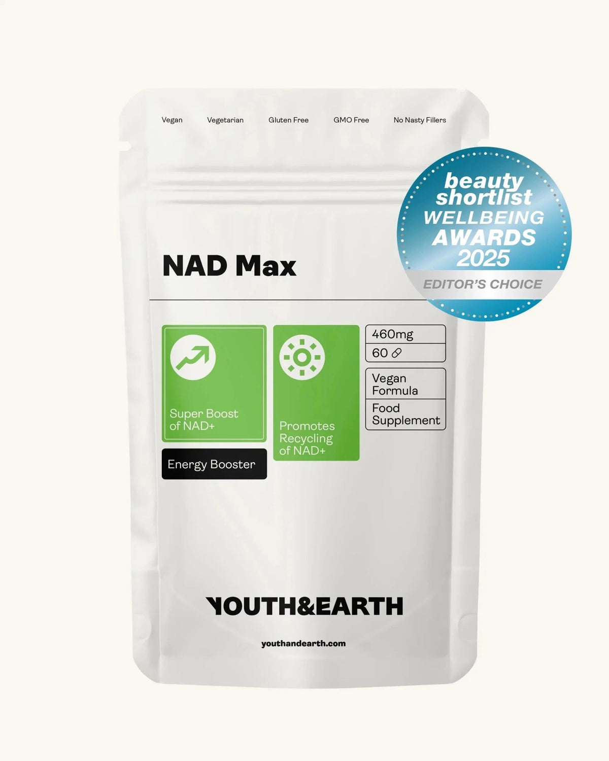 NAD Max - 460 mg, 60 kapslí - Youth & Earth EU Store