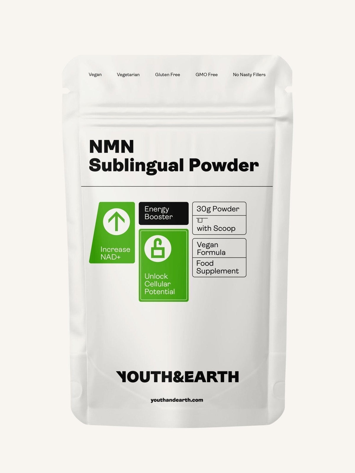 NMN Nikotinamid mononukleotid sublinguální prášek - Youth & Earth EU Store