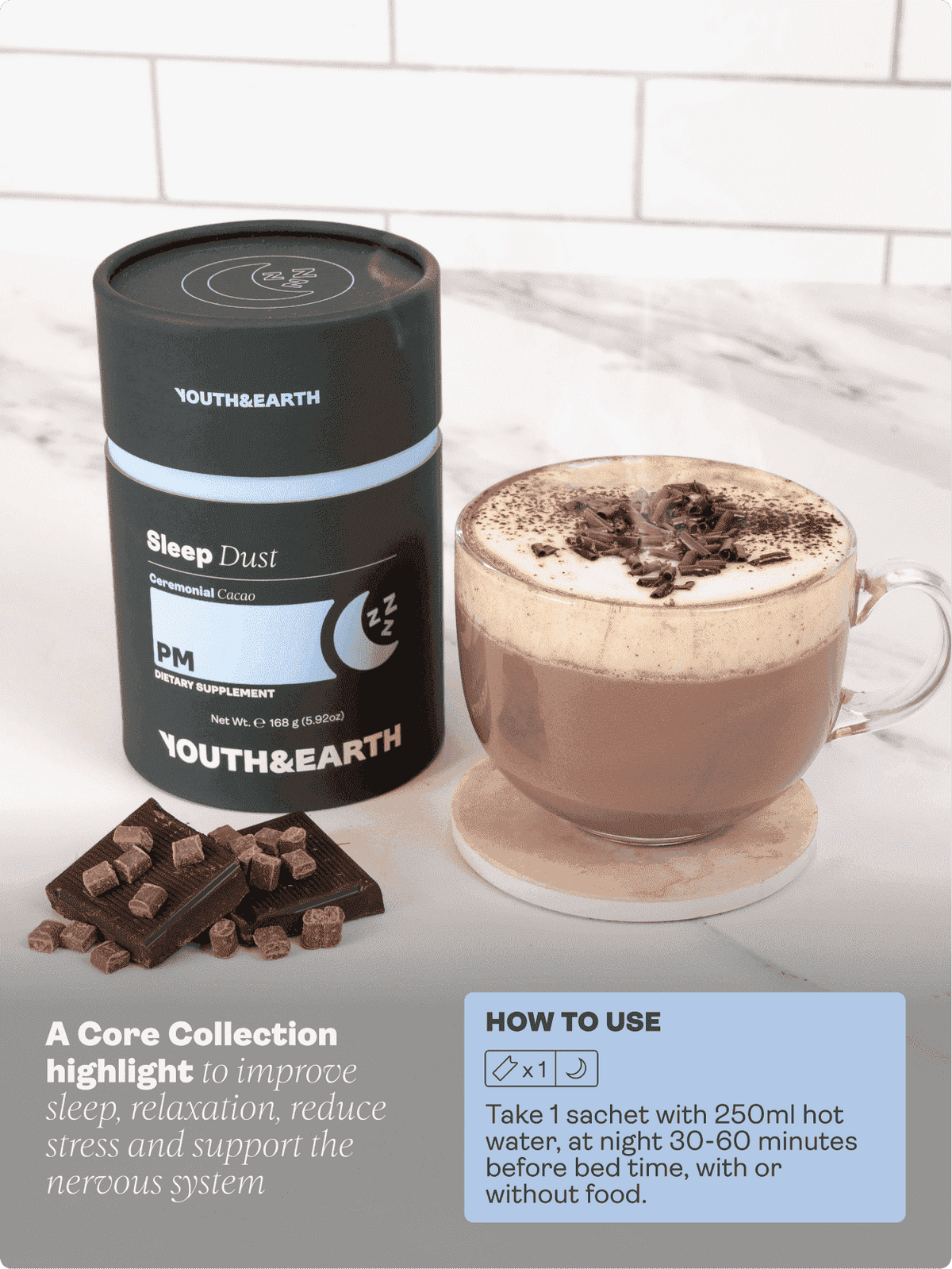 PREMIÉR: Spánkový prach - Ceremonial Cacao - Youth & Earth EU Store