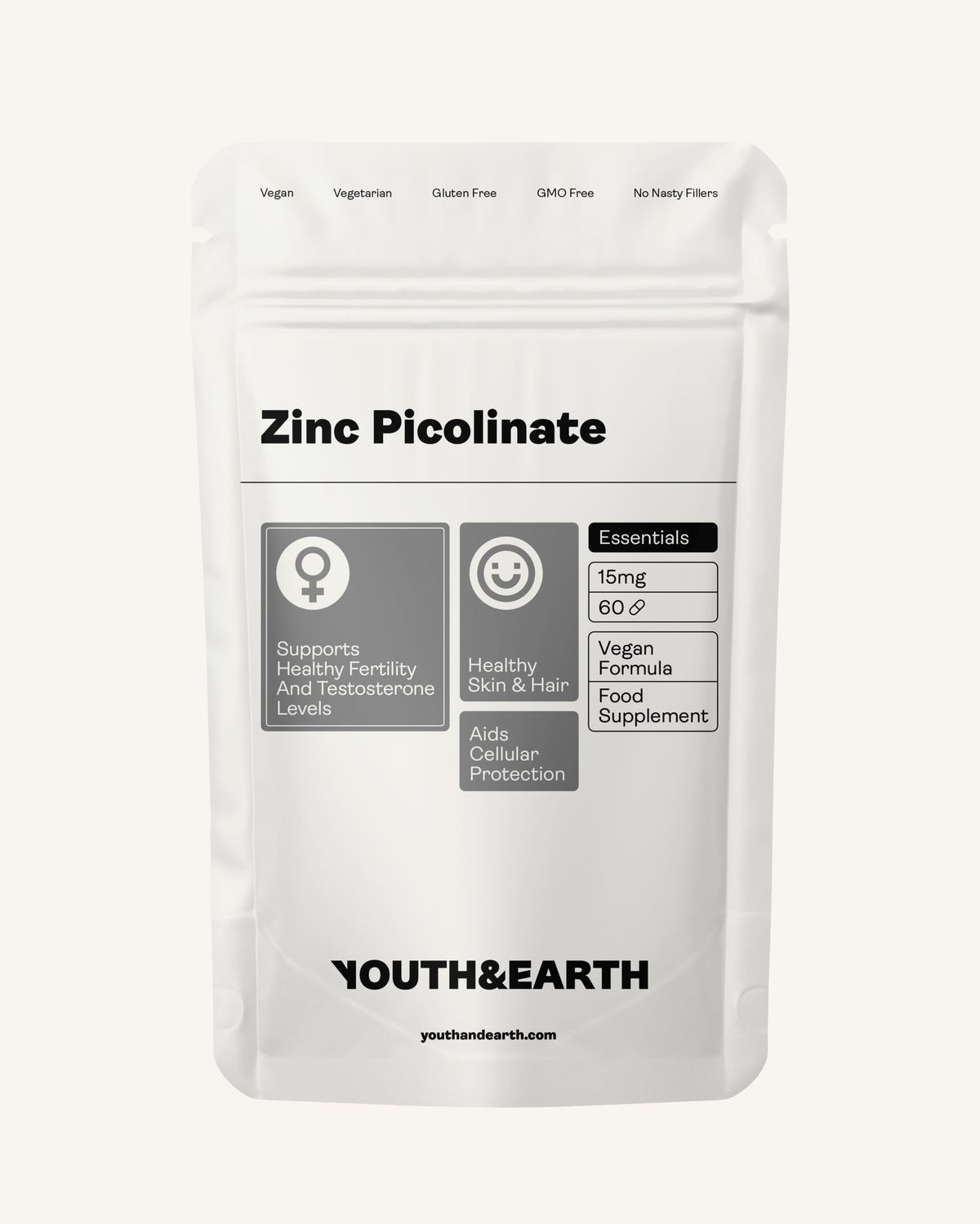 Zinc Picolinate 15mg x 60 Capsules - Youth & Earth EU Store