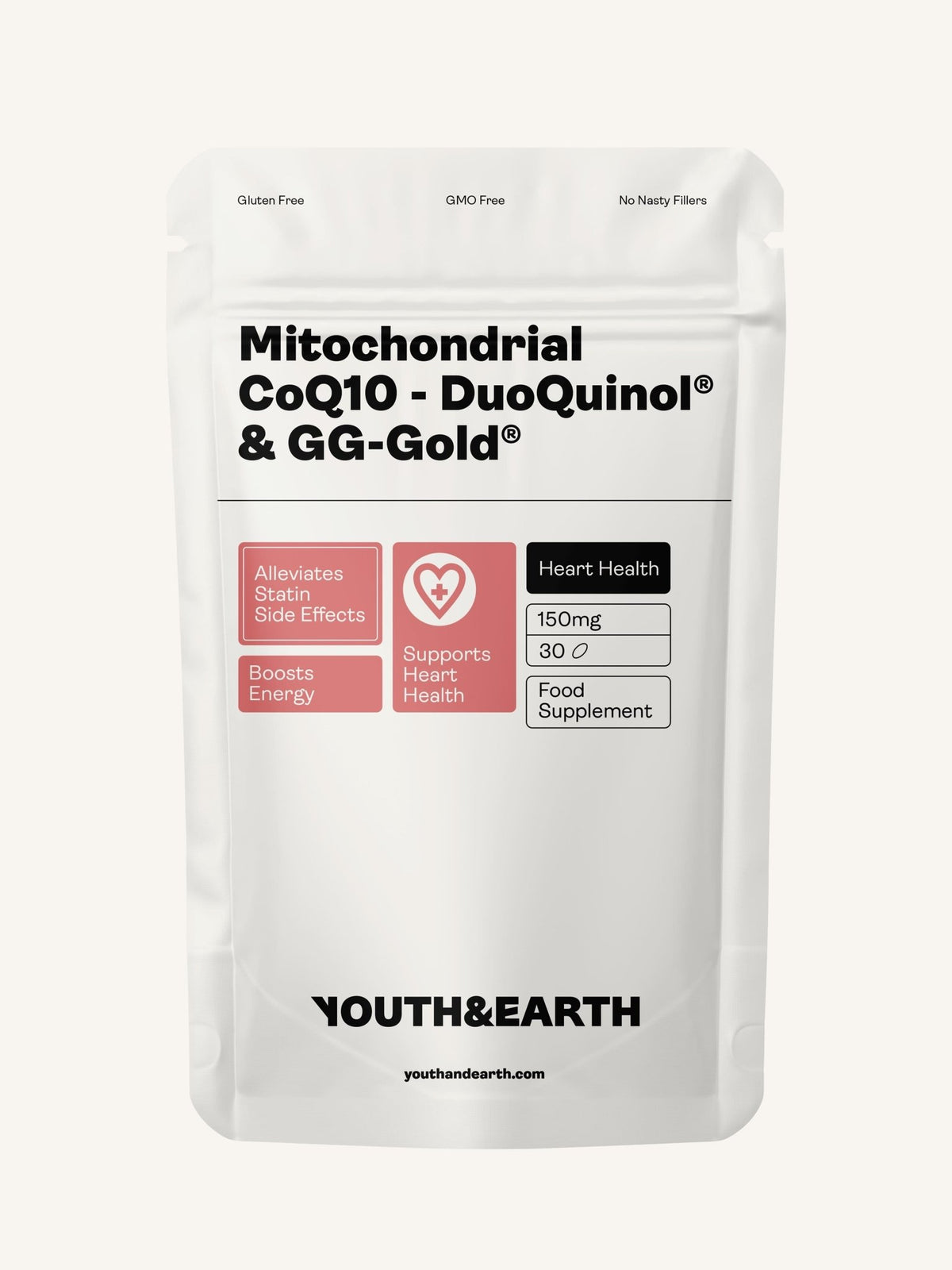 MITOCHONDRIAL CoQ10 (DuoQuinol® & GG-Gold®) Ergänzung - Youth & Earth EU Store