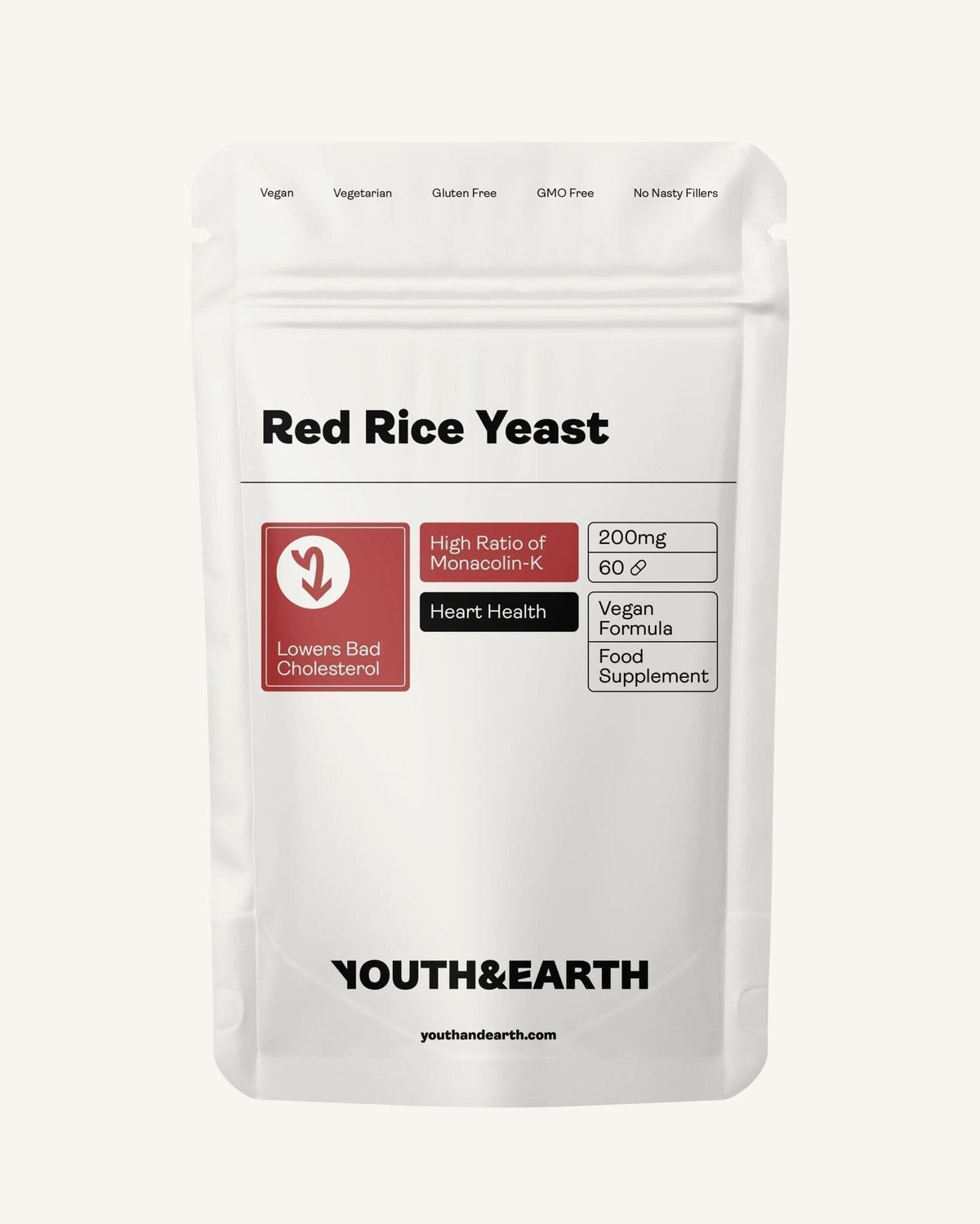 Roter Reis Hefe 60 Kapseln (2 Monate Vorrat) - Youth & Earth EU Store