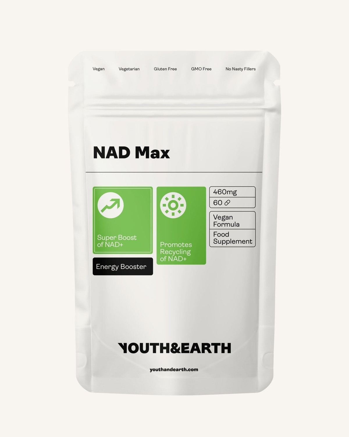 NAD Max - 460mg, 60 Cápsulas - Youth & Earth EU Store
