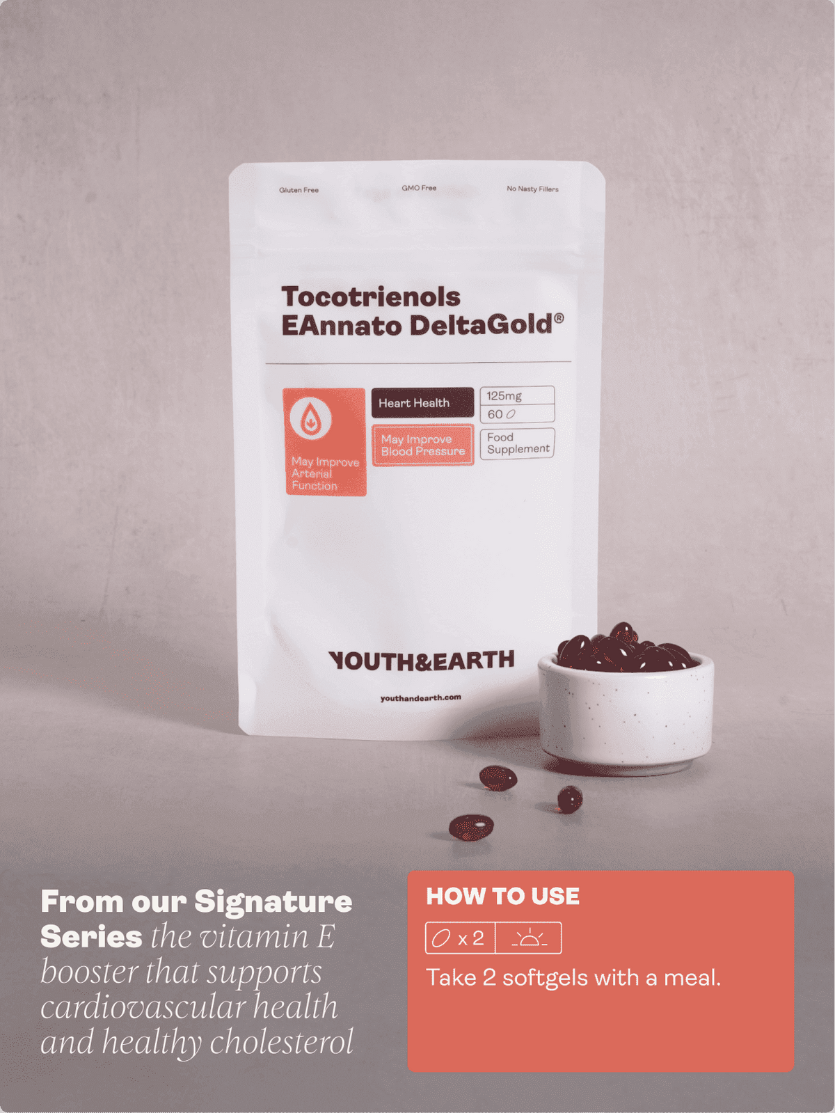 Tocotrienoles EAnnato Delta Gold 125mg, 60 Cápsulas Blandas - Youth & Earth EU Store