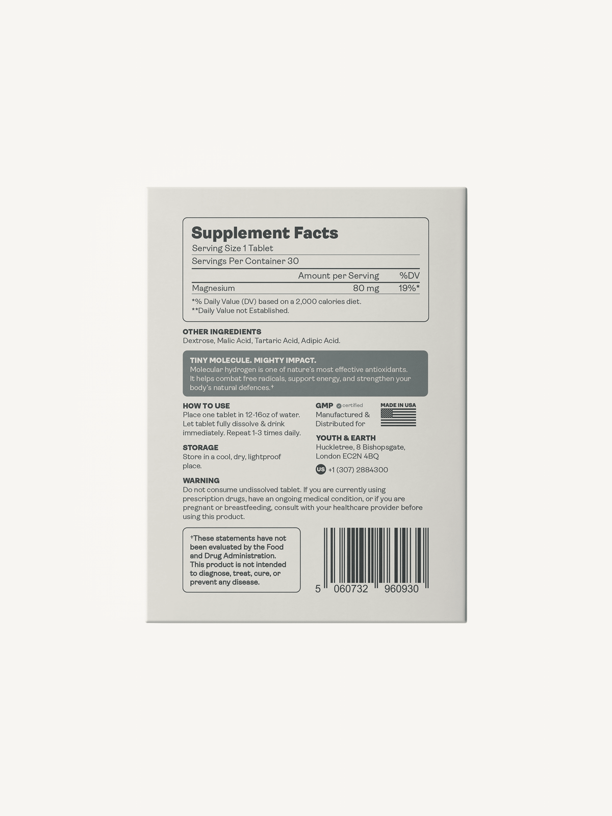 Molecular Hydrogen (Hydrogen Water) Tablets Youth & Earth EU Store 