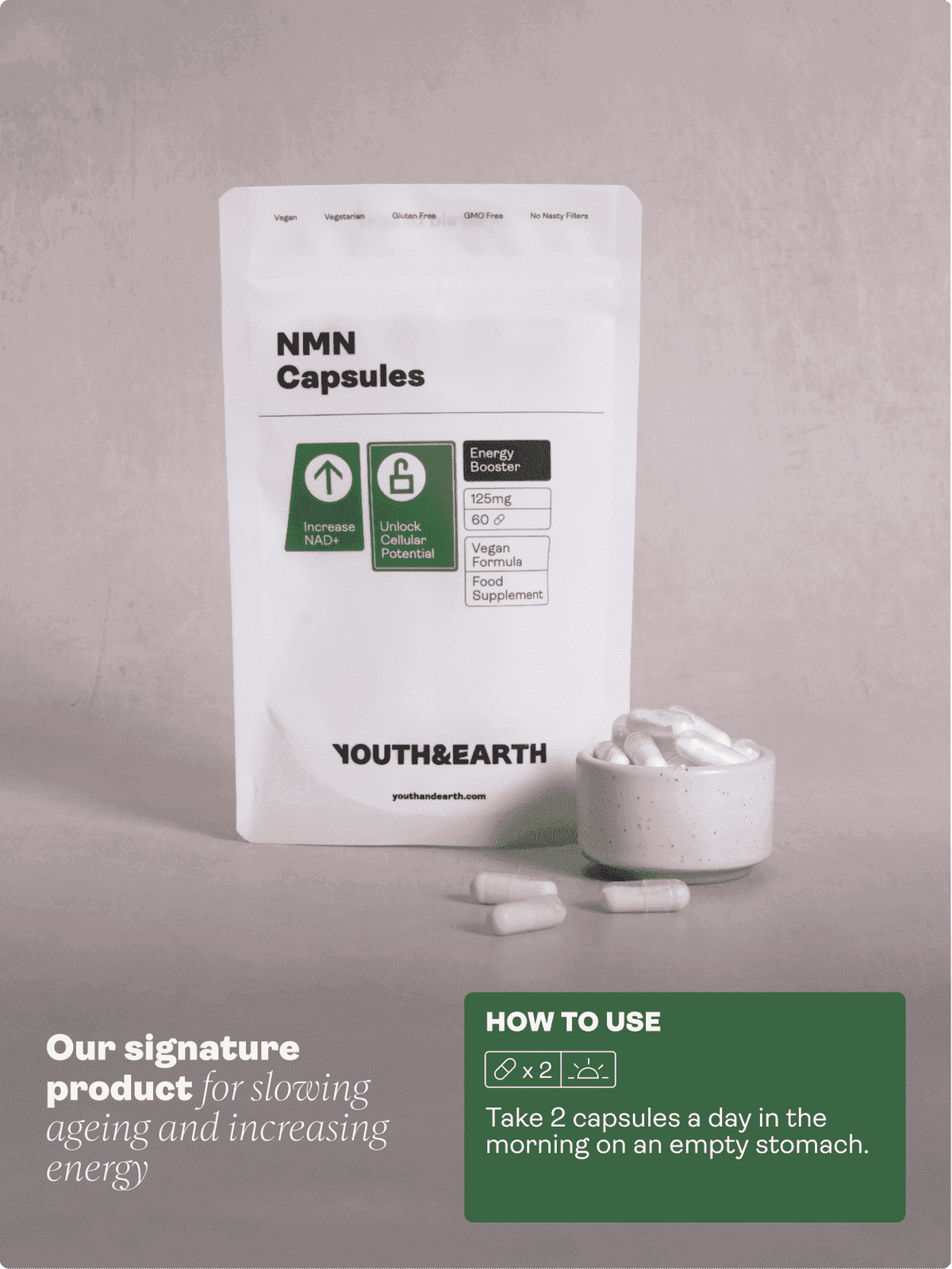 NMN Supplement - 60 Capsules - Youth & Earth EU Store