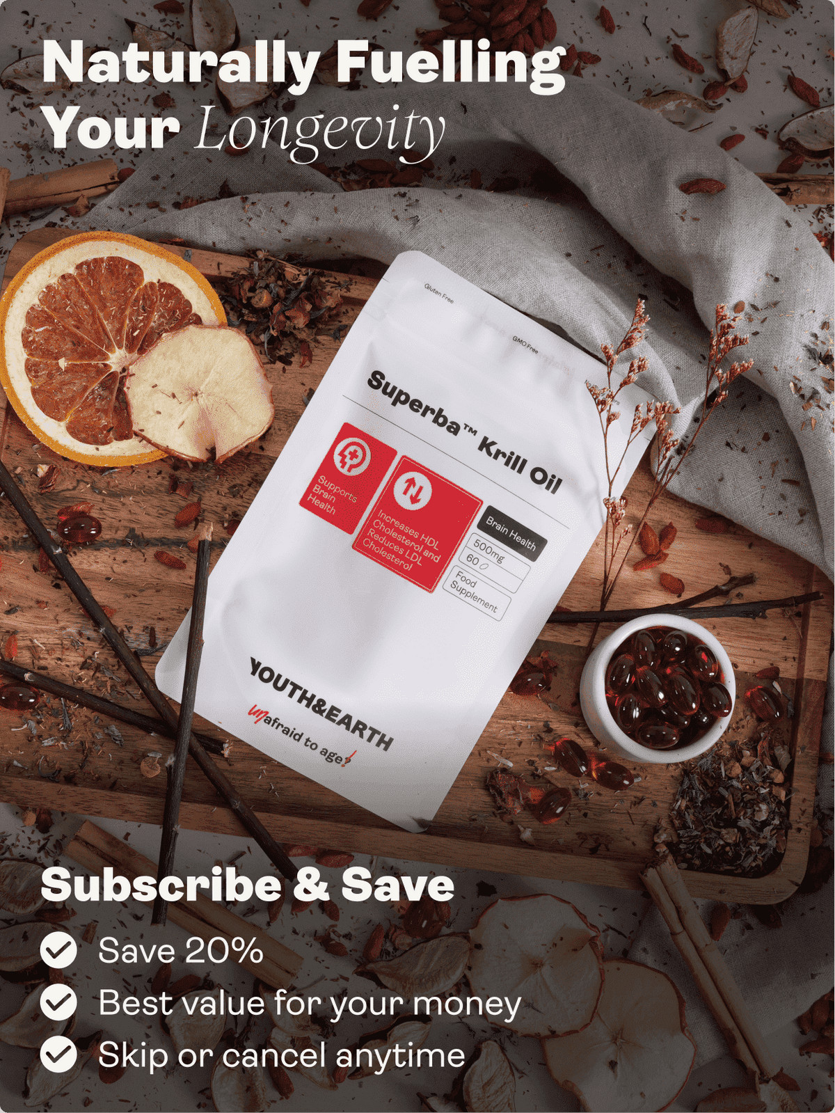 Superba ™ Krill Oil - 500mg, 60 Softgels - Youth & Earth EU Store
