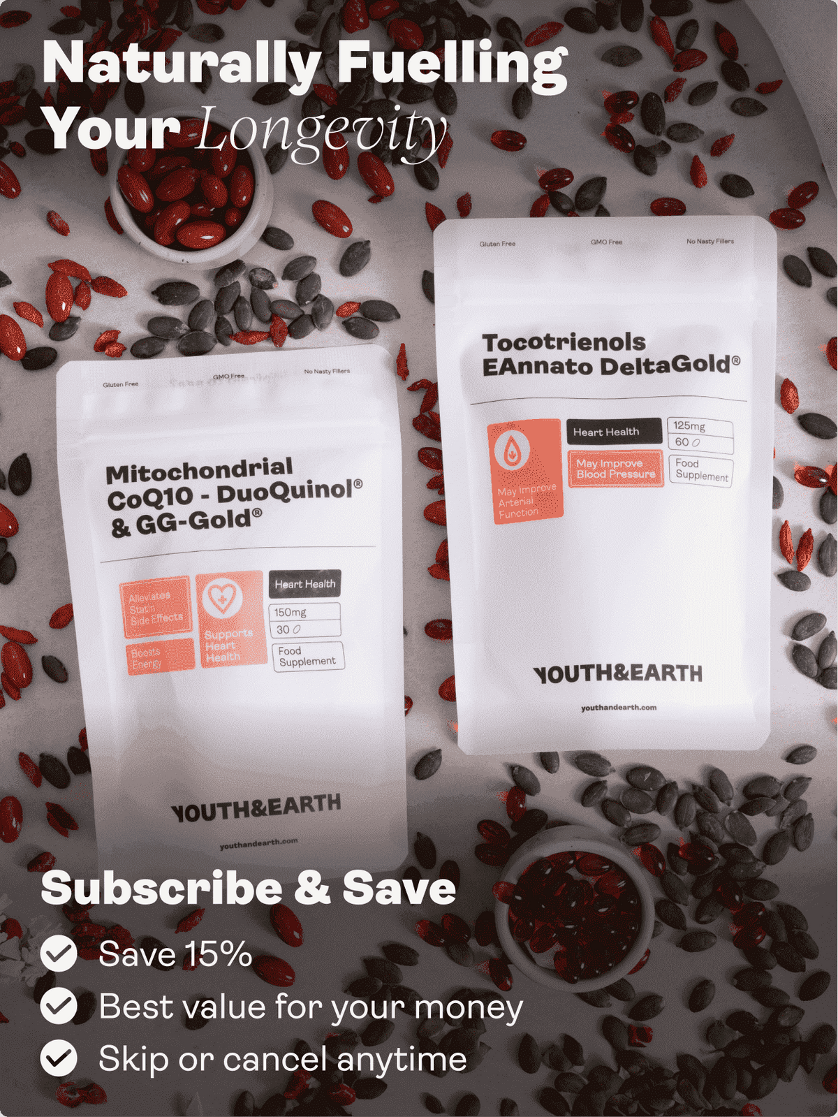 Pacchetto anti colesterolo - CoQ10 mitocondriale e tocotrienoli - Gioventù e Terra EU Store