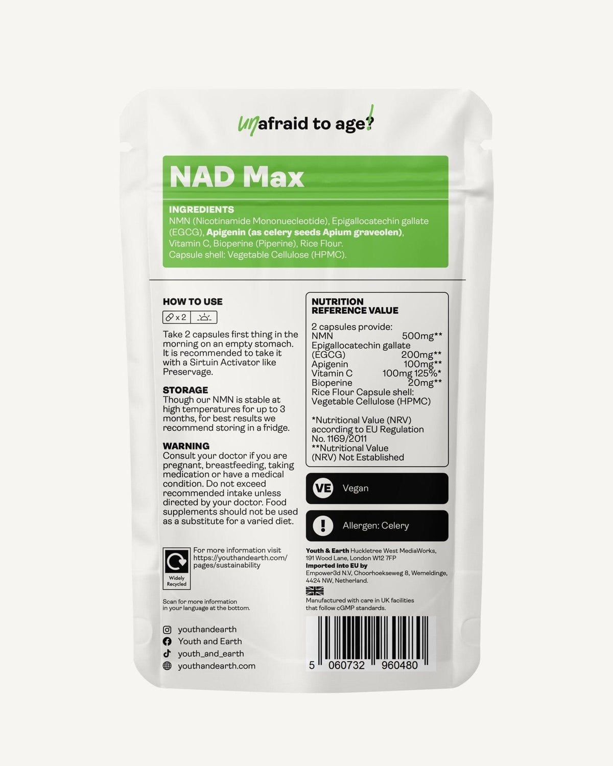 NAD Max - 460 mg, 60 capsule - Gioventù e Terra EU Store
