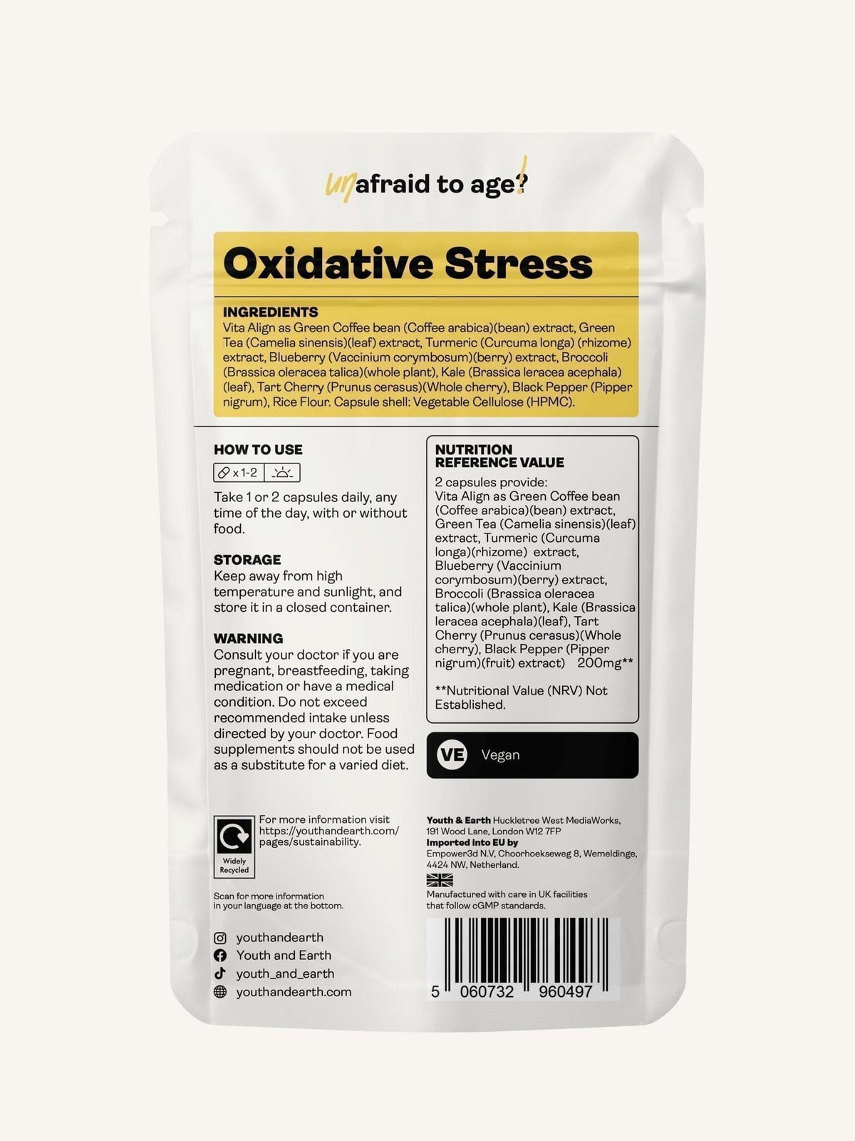 Ossido nitrico (stress ossidativo) 100 mg, 60 capsule - Gioventù e Terra EU Store